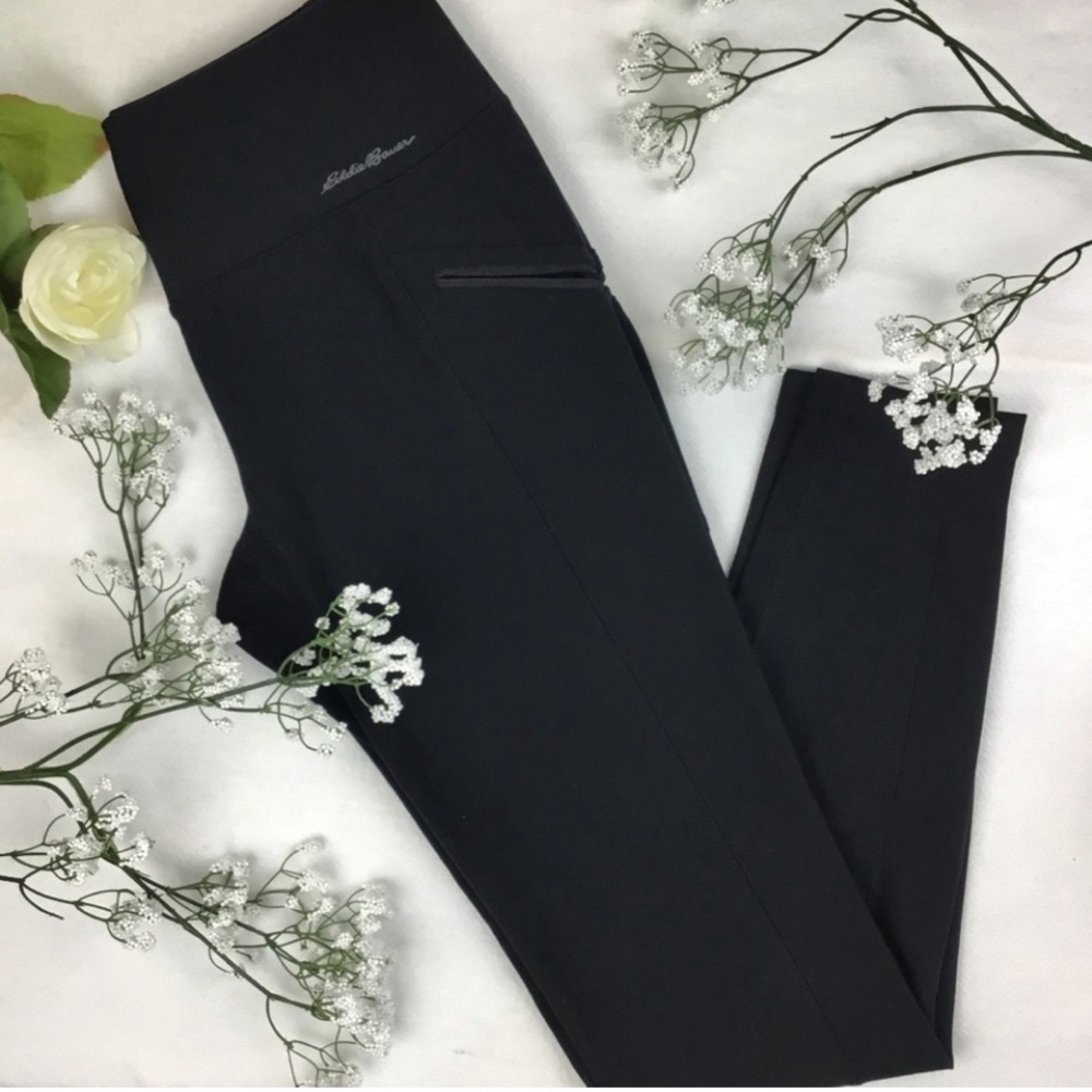 Eddie Bauer Black Leggings Thigh Zipper Pockets
